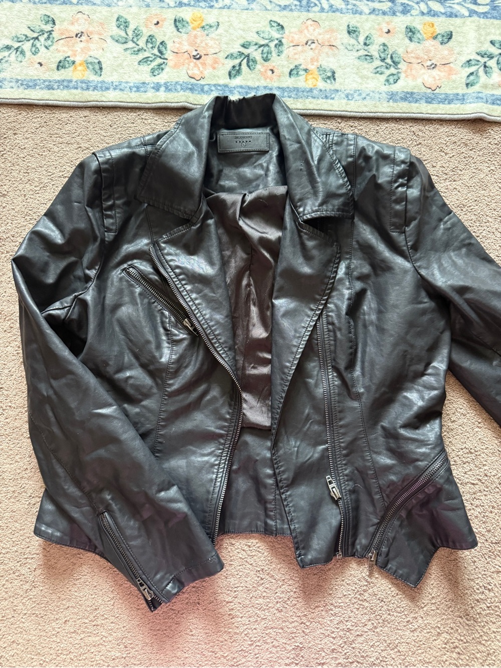 Blank NYC Black Faux Leather Asymmetrical Zip Moto Jacket